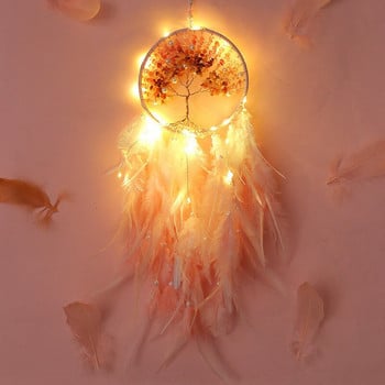 Χειροποίητο Weave Dream Catcher με ελαφρύ φυσικό φτερό Tree of life Decor Dreamcatcher Κρεμαστό κρεμαστό κορίτσι Δώρα Διακόσμηση δωματίου