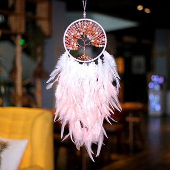 Χειροποίητο Weave Dream Catcher με ελαφρύ φυσικό φτερό Tree of life Decor Dreamcatcher Κρεμαστό κρεμαστό κορίτσι Δώρα Διακόσμηση δωματίου