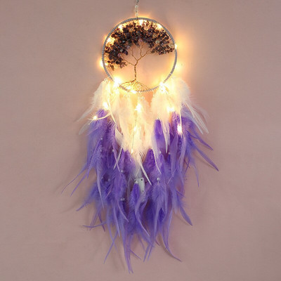 Χειροποίητο Weave Dream Catcher με ελαφρύ φυσικό φτερό Tree of life Decor Dreamcatcher Κρεμαστό κρεμαστό κορίτσι Δώρα Διακόσμηση δωματίου