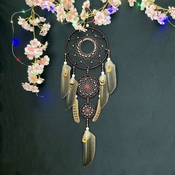 Dream Catcher Διακόσμηση τοίχου Μεγάλες Dream Catchers με καφέ φτερά Boho Διακόσμηση δωματίου Διακόσμηση σαλονιού Dia 7,9\