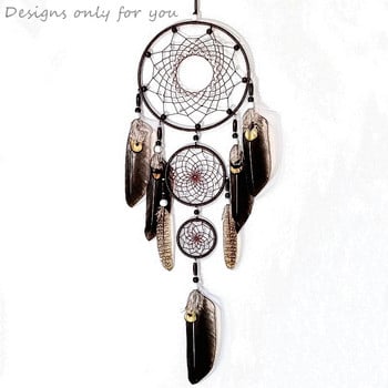 Dream Catcher Διακόσμηση τοίχου Μεγάλες Dream Catchers με καφέ φτερά Boho Διακόσμηση δωματίου Διακόσμηση σαλονιού Dia 7,9\