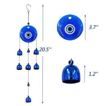 BWINKA Creative Lucky Blue Evil Eye Protection and Good Luck Charm Wind Chimes Decor for Home Garden Decoration Patio and Blessi