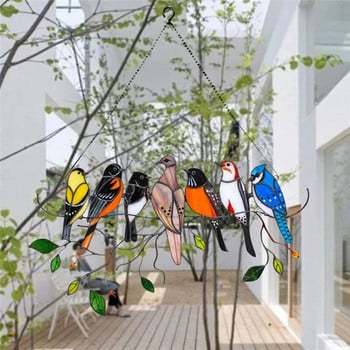 7/4 Birds Metal Stained Hanging Window Hanger Κρεμάστρα παραθύρων Bird Decor Χειροτεχνία πόρτας Αξεσουάρ Διακόσμηση σπιτιού