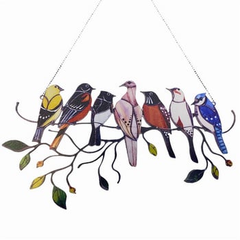 7/4 Birds Metal Stained Hanging Window Hanger Κρεμάστρα παραθύρων Bird Decor Χειροτεχνία πόρτας Αξεσουάρ Διακόσμηση σπιτιού