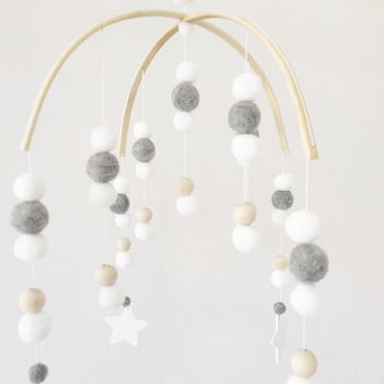 Baby Wind Chimes Ξύλινη χάντρα Felt Κρεβάτι μωρού Κινητό Wind Chime Σύννεφα Αστέρια Κρεβάτι Κουδούνι Διακόσμηση νηπιαγωγείου Κρεμαστό βρεφικό κρεβατάκι κινητό