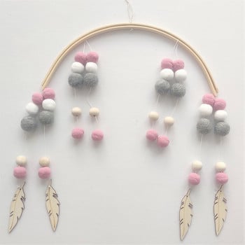 Baby Wind Chimes Ξύλινη χάντρα Felt Κρεβάτι μωρού Κινητό Wind Chime Σύννεφα Αστέρια Κρεβάτι Κουδούνι Διακόσμηση νηπιαγωγείου Κρεμαστό βρεφικό κρεβατάκι κινητό