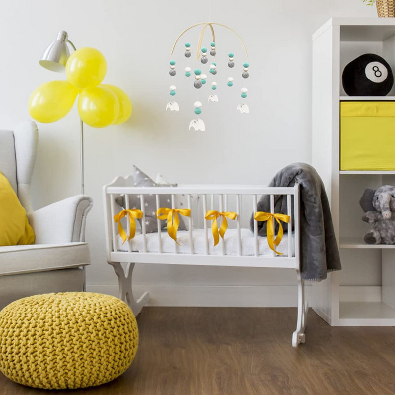 Baby Wind Chimes Drvene perle od filca Dječji krevetić Mobile Wind Chime Oblaci Zvjezdice Krevet Zvono Dekoracija dječje sobe Viseći dječji krevetić Mobile