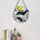 Gothic Suncatcher Šišmiš Mjesec Noć vještica Horor slika Dom Kuća Dekor Panel Ornament Prozor Zidni C1