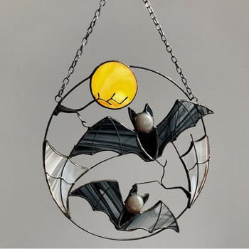 Γοτθικό Suncatcher Bat Moon Halloween Horror Picture Διακοσμητικό πάνελ σπιτιού Διακοσμητικό παράθυρο τοίχου C1