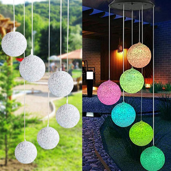 LED Solar Wind Chime Κρυστάλλινη μπάλα Αδιάβροχη κρεμαστή κολιμπρί Wind Chime Light Ηλιακό φως αλλαγής χρώματος για τον κήπο του σπιτιού