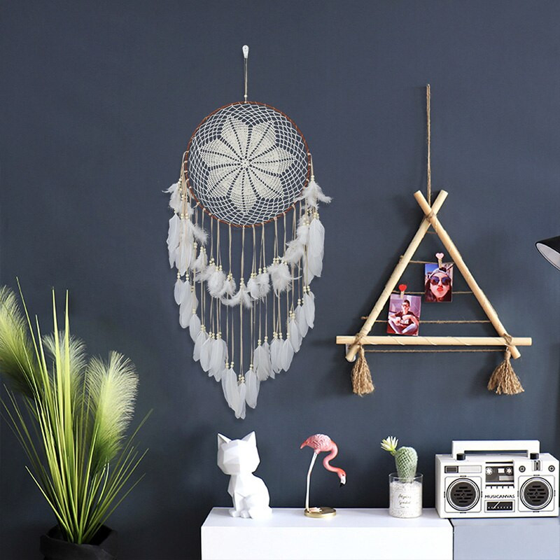 Nordic Home Dream Catcher függő dekoráció tollas fali dekoráció Álomfogó Kawaii lányszoba dekoráció óvodai autó díszek