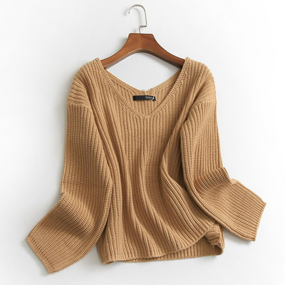 Γυναικείο πλεκτό πουλόβερ με λαιμόκοψη σε σχήμα V