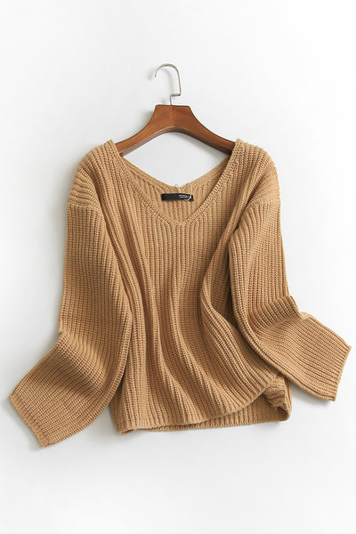 Γυναικείο πλεκτό πουλόβερ με λαιμόκοψη σε σχήμα V