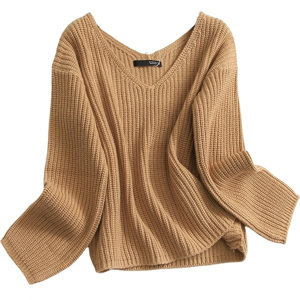Γυναικείο πλεκτό πουλόβερ με λαιμόκοψη σε σχήμα V