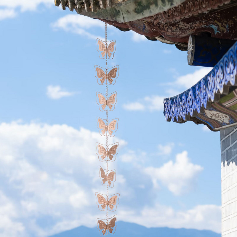 Lietaus grandinės latakams Dekoratyvinės lietaus grandinės žavesys Vintažinis lietaus grandinės vėjo varpeliai Romantiškas elfas lietaus name ir sode