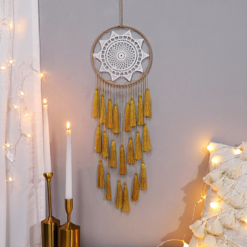 Nordic Boho lakberendezés Kézzel készített bojt álomfogó gyerekszoba dekoráció babaszoba esküvői kert dekoráció