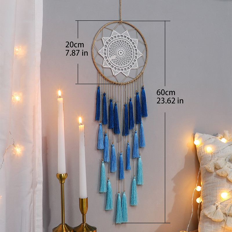 Nordic Boho lakberendezés Kézzel készített bojt álomfogó gyerekszoba dekoráció babaszoba esküvői kert dekoráció