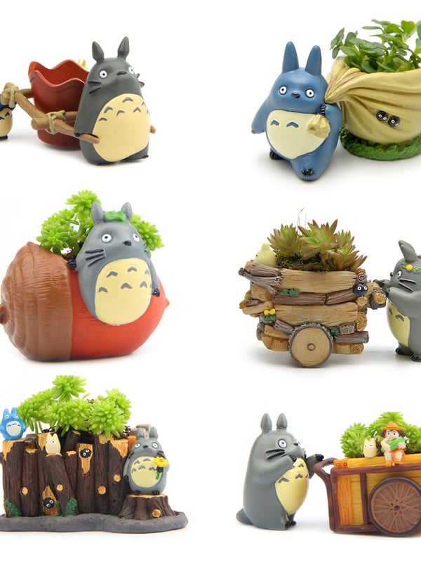 Gyanta Totoro pozsgások Kerti figurák Mini virágcserép díszek Miniatűrök Tündér cserepes kerti moha gnóm díszítés kézműves