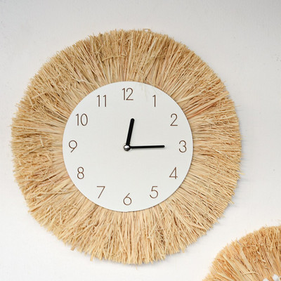 Ins Nordic Home Furnishings Sen-series Raffith Straw Mirror Creative Pakabukas Kambario dekoravimas Veidrodinis pakabukas