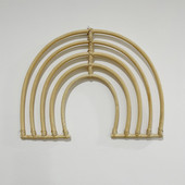 Decor de perete curcubeu din rattan lucrat manual INS Ornament de agățat de perete Boho pentru camera de copii pentru copii, fermă rustică, decorare a camerei de pepinieră