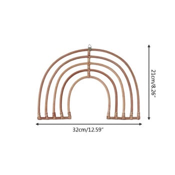INS Χειροποίητη διακόσμηση τοίχου Rainbow από Rattan Boho Στολίδι τοίχου για μωρό Παιδικό Δωμάτιο Ρουστίκ Φάρμακο Διακόσμηση Δωματίου Νηπιαγωγείου