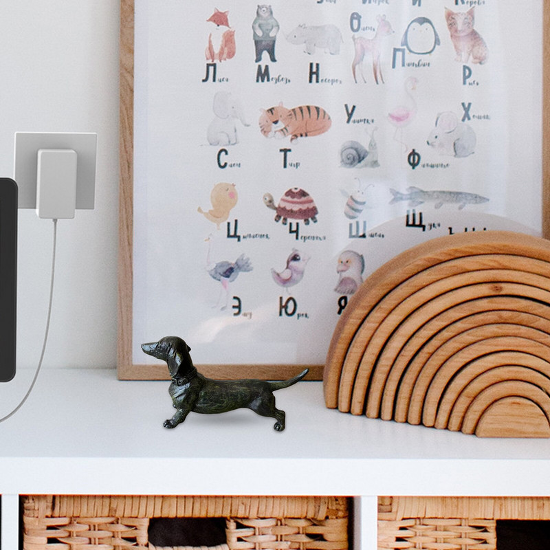 Fekete tacskó szobor Kertdísz-udvar Gyep Gyanta Kutyasobor Kültéri Beltéri Dekorációs Játékok Gyermekeknek Állatmodell Működőképes