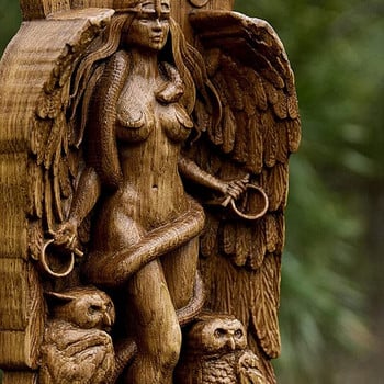 Статуя на древна уиканска богиня, олтарна скулптура, статуя на гръцка богиня, митология, Майката Земя, Гея, фигурки за езически дом