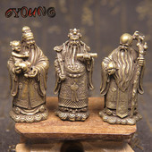 Vintage bronz taoizmus három áldás istene gazdagság hosszú élettartam szobor Tiszta réz Buddha figurák Díszek Feng Shui lakberendezés