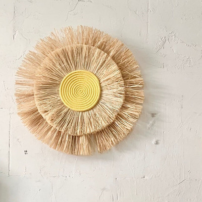 Ornamente de perete agățate cu paie țesute INS în stil abject, tapițerie marocană împletită Boho macrame, artizanat, decor rustic pentru casă de fermă