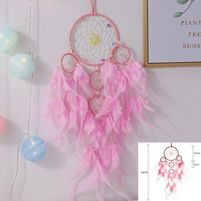 Pandantiv cu plasă pentru aprinderea de vise cu cinci inele, artizanat pur, cadouri creative, prindere de vise, decorarea peretelui de acasă