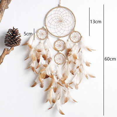 Pandantiv cu plasă pentru aprinderea de vise cu cinci inele, artizanat pur, cadouri creative, prindere de vise, decorarea peretelui de acasă