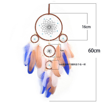 Pandantiv cu plasă pentru aprinderea de vise cu cinci inele, artizanat pur, cadouri creative, prindere de vise, decorarea peretelui de acasă