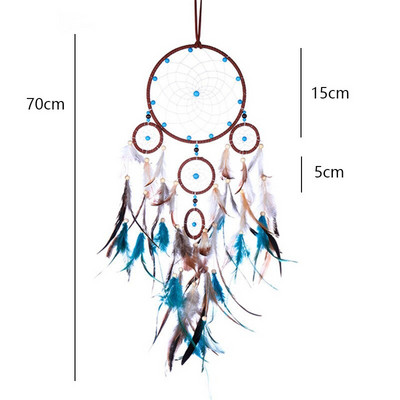 Pandantiv cu plasă pentru aprinderea de vise cu cinci inele, artizanat pur, cadouri creative, prindere de vise, decorarea peretelui de acasă