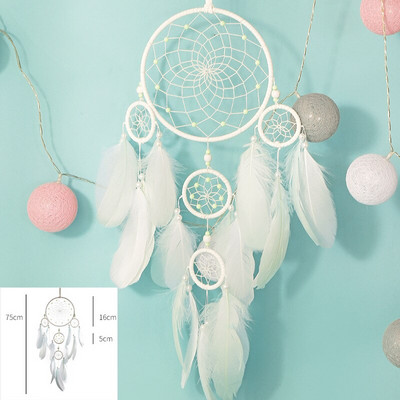 Pandantiv cu plasă pentru aprinderea de vise cu cinci inele, artizanat pur, cadouri creative, prindere de vise, decorarea peretelui de acasă