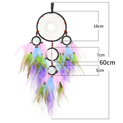 Pandantiv cu plasă pentru aprinderea de vise cu cinci inele, artizanat pur, cadouri creative, prindere de vise, decorarea peretelui de acasă