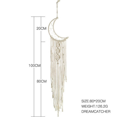 48 órás Hold és Csillag Makramé fali akasztós gobelin Boho fali dekoráció Makramé Deco párnázott kézzel készített gyerekszoba dekorációs ajándék
