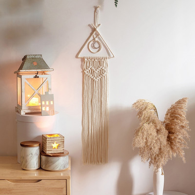 48 órás Hold és Csillag Makramé fali akasztós gobelin Boho fali dekoráció Makramé Deco párnázott kézzel készített gyerekszoba dekorációs ajándék