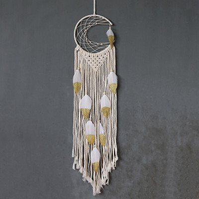 48 órás Hold és Csillag Makramé fali akasztós gobelin Boho fali dekoráció Makramé Deco párnázott kézzel készített gyerekszoba dekorációs ajándék