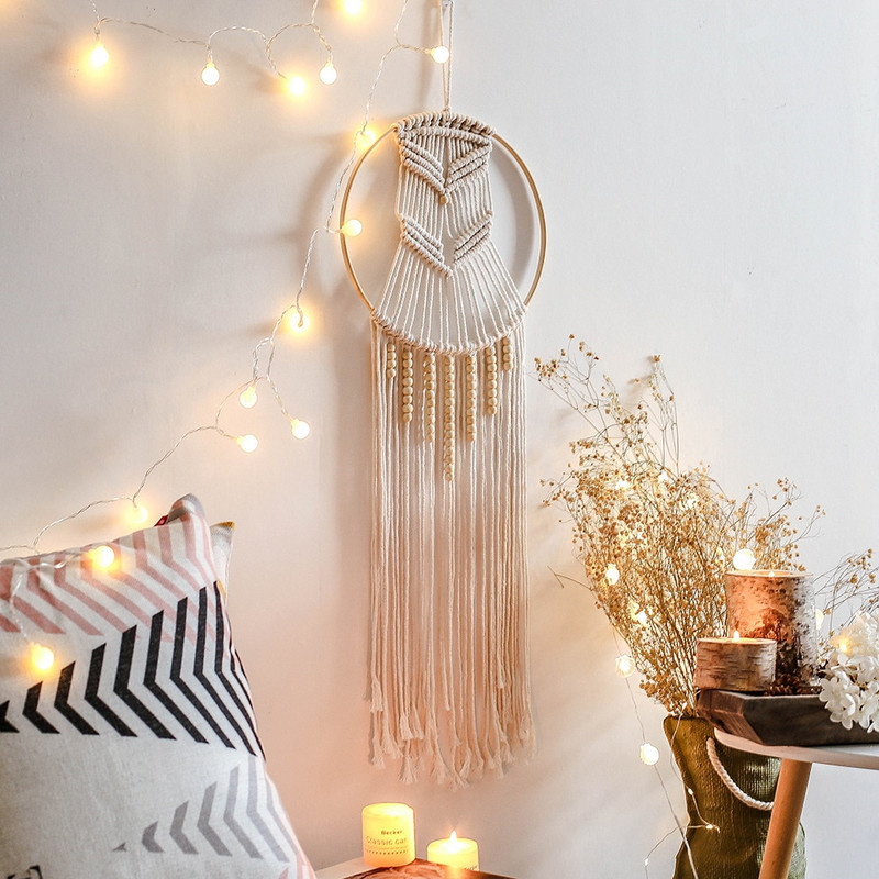 48 órás Hold és Csillag Makramé fali akasztós gobelin Boho fali dekoráció Makramé Deco párnázott kézzel készített gyerekszoba dekorációs ajándék