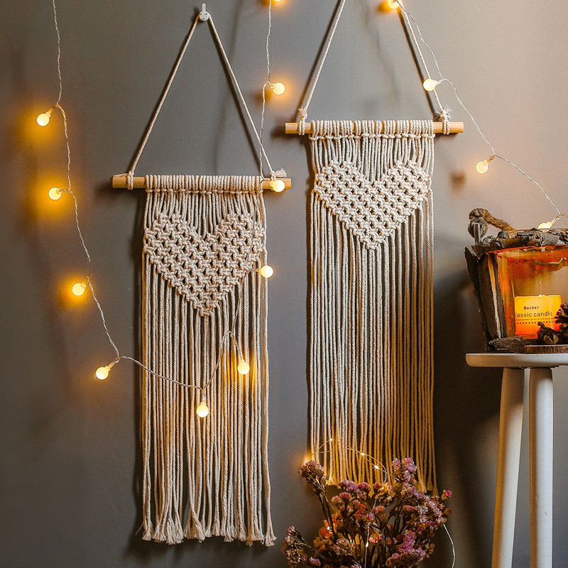 48 órás Hold és Csillag Makramé fali akasztós gobelin Boho fali dekoráció Makramé Deco párnázott kézzel készített gyerekszoba dekorációs ajándék