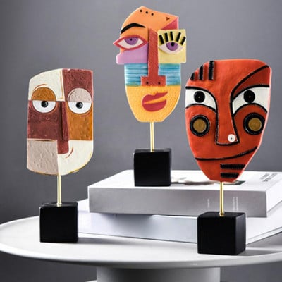 Nordic Art Resin Crafts Abstract Face Art Statue Sculpture Office Craft Δημιουργικό Στολίδι Σαλονιού Αρχική Επιτραπέζια και ντουλάπα