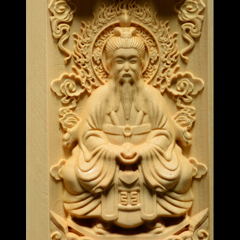 Tömör fa faragás három nyitott Buddha Dekoratív szobor Modern művészet szobor Összecsukható Otthon nappali hálószoba dekoráció