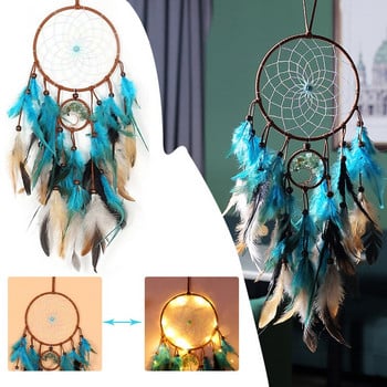 Dream Catcher Κρεμαστά τοίχου Dreamcatcher Hot Sale Vintage Διακόσμηση Retro Circular Feather Διακόσμηση σπιτιού LED Dream Catchers