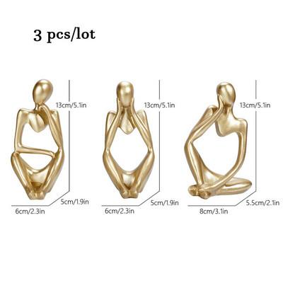 VORMIR 3db északi absztrakt gyanta szobor gondolkodó karakter szobor lakberendezés miniatűr figura nappali iroda dekoráció