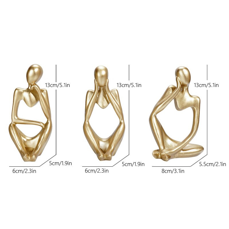 VORMIR 3db északi absztrakt gyanta szobor gondolkodó karakter szobor lakberendezés miniatűr figura nappali iroda dekoráció