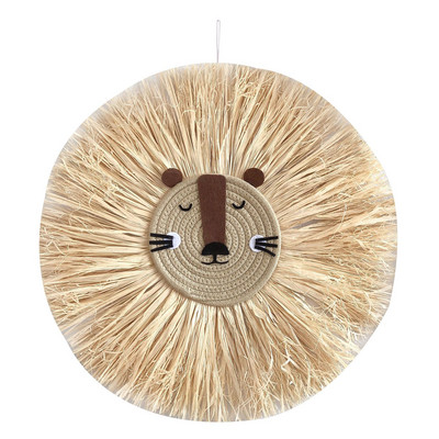 Nordijska tapiserija za uređenje doma Ručno tkani viseći ukrasi s crtanim lavom Ukrasi za životinjske glave Ukrasi za zidove dječje sobe