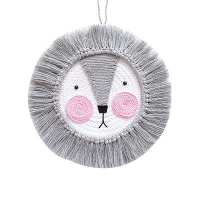 Nordijska tapiserija za uređenje doma Ručno tkani viseći ukrasi s crtanim lavom Ukrasi za životinjske glave Ukrasi za zidove dječje sobe