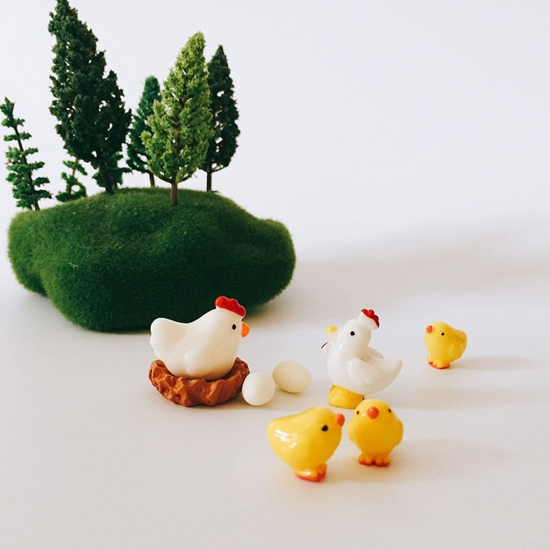 nagyker~18db/24db/kakastyúk fiókák/állatok//miniatűrök/cuki/ tündérkert/gnóm/moha terrárium dekor/kézműves/bonsai/c128