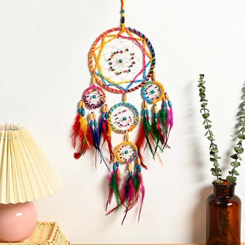 Dream Catcher με φωτάκια kawaii φτερό ουράνιο τόξο διακόσμηση δωματίου για κορίτσι παιδιά αισθητική Στολίδια τοίχου Χειροποίητη διακόσμηση σπιτιού