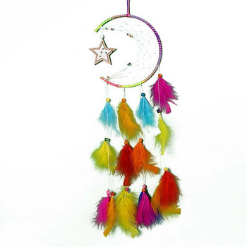 Dream Catcher με φωτάκια kawaii φτερό ουράνιο τόξο διακόσμηση δωματίου για κορίτσι παιδιά αισθητική Στολίδια τοίχου Χειροποίητη διακόσμηση σπιτιού